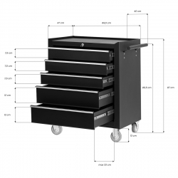 Arbetsvagn / rullvagn PRO INK 005 svart för tatueringsstudior / salonger