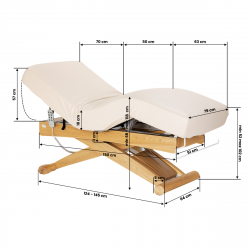 Elektrisk behandlingssäng / massagesäng SPA SILLON SIESTA beige / ljust trä, extra hög, 3-motor