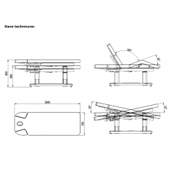 Elektrisk behandlingsbänk / massagesäng AZZURRO 818A uppvärmning, 4-motor