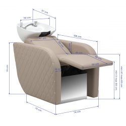 Schamponeringsstol GABBIANO INES beige med elektriskt fotstöd och massage