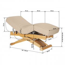 Elektrisk behandlingssäng / massagesäng SPA SILLON SIESTA cappuccino / trä, hög, 3-motor