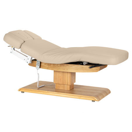 Elektrisk behandlingssäng / massagesäng SPA SILLON RELAX cappuccino / trä, 3-motor
