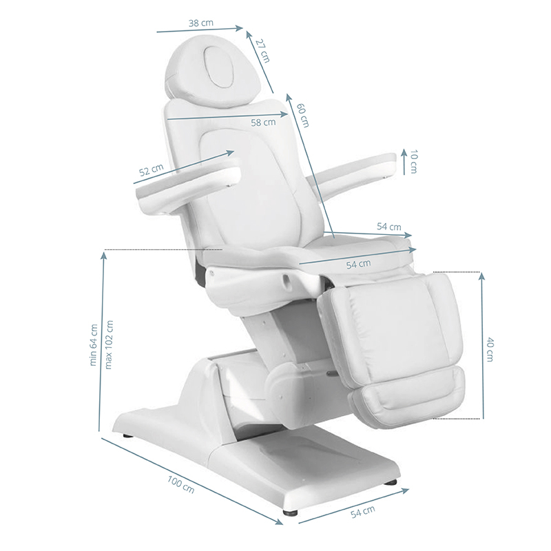 Elektrisk behandlingsbänk AZZURRO 870 3-motor vit