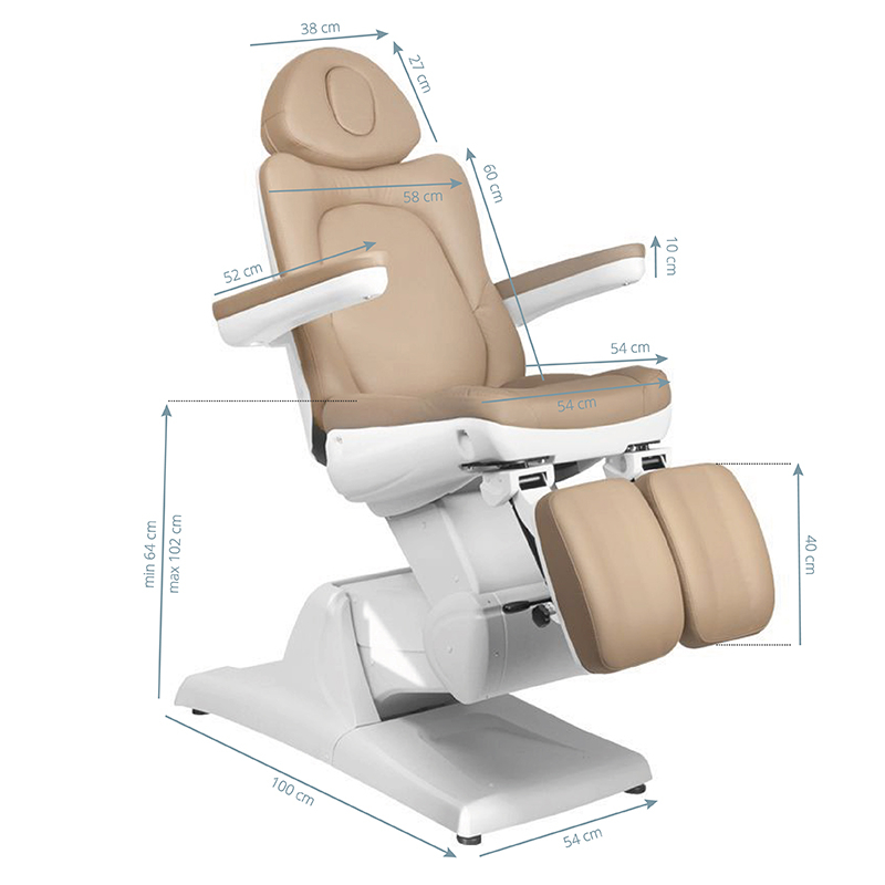 Elektrisk behandlingsbänk AZZURRO 870S PEDI 3-motor beige / brun