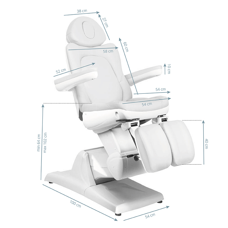 Elektrisk behandlingsbänk AZZURRO 870S PEDI 3-motor vit