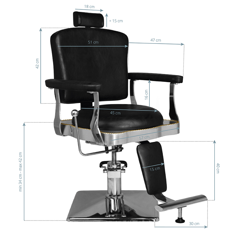 Barberarstol / frisörstol HAIR SYSTEM SM180 svart