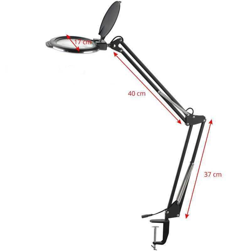 Förstoringslampa / lupplampa arbetslampa svart med bordsfäste LED MOONLIGHT 8012/5