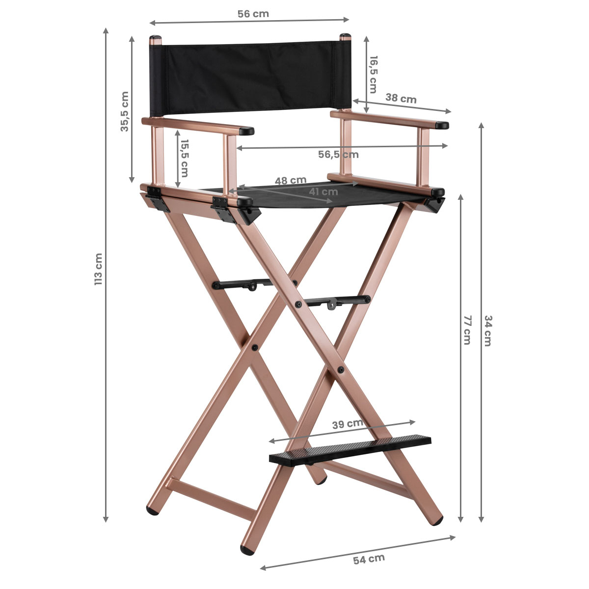 Hopfällbar make-up stol ALUMINIUM roseguld