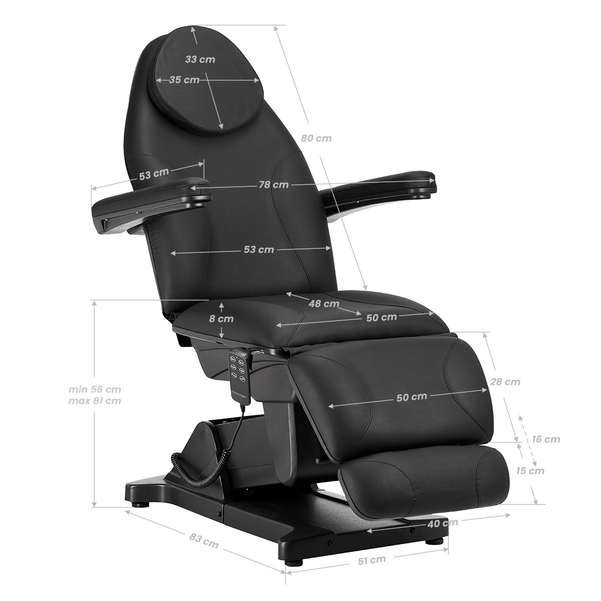 Elektrisk behandlingssäng SILLON BASIC 3 svart 3-motor