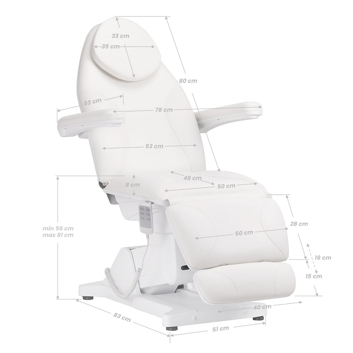 Elektrisk behandlingssäng SILLON BASIC 3 vit 3-motor