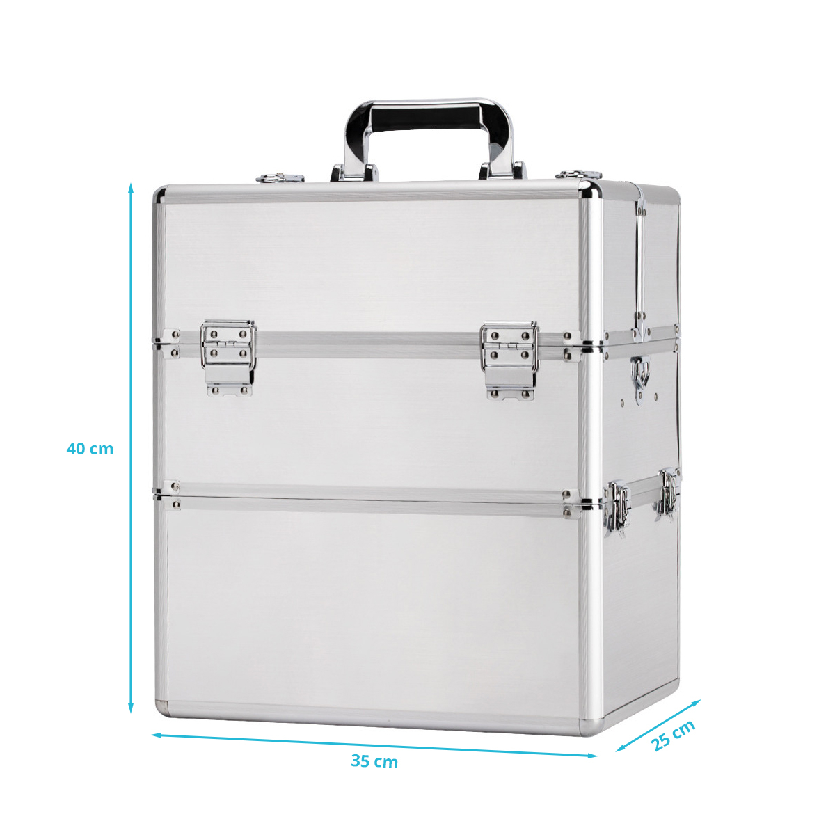 Kosmetikväska / sminkväska XXL silver i aluminium