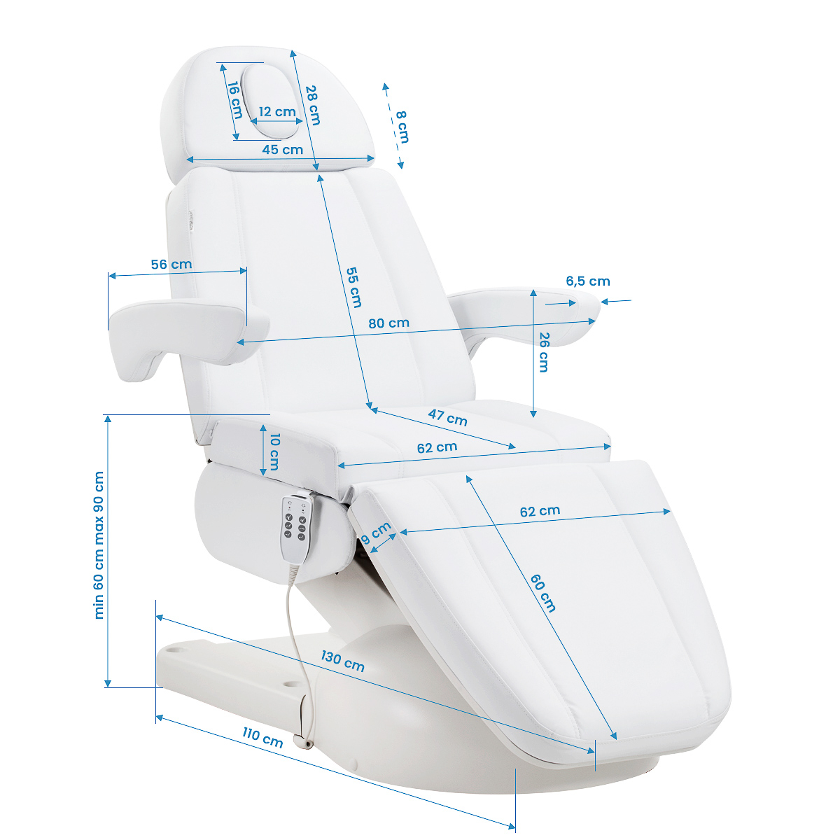 Elektrisk behandlingssäng Azzurro Lux 3-motor vit