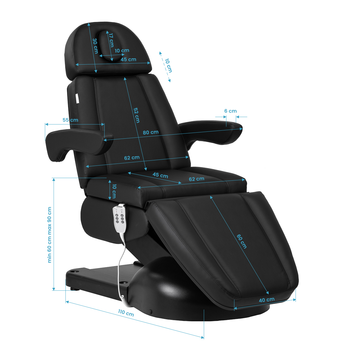 Elektrisk behandlingssäng Azzurro Lux 3-motor svart