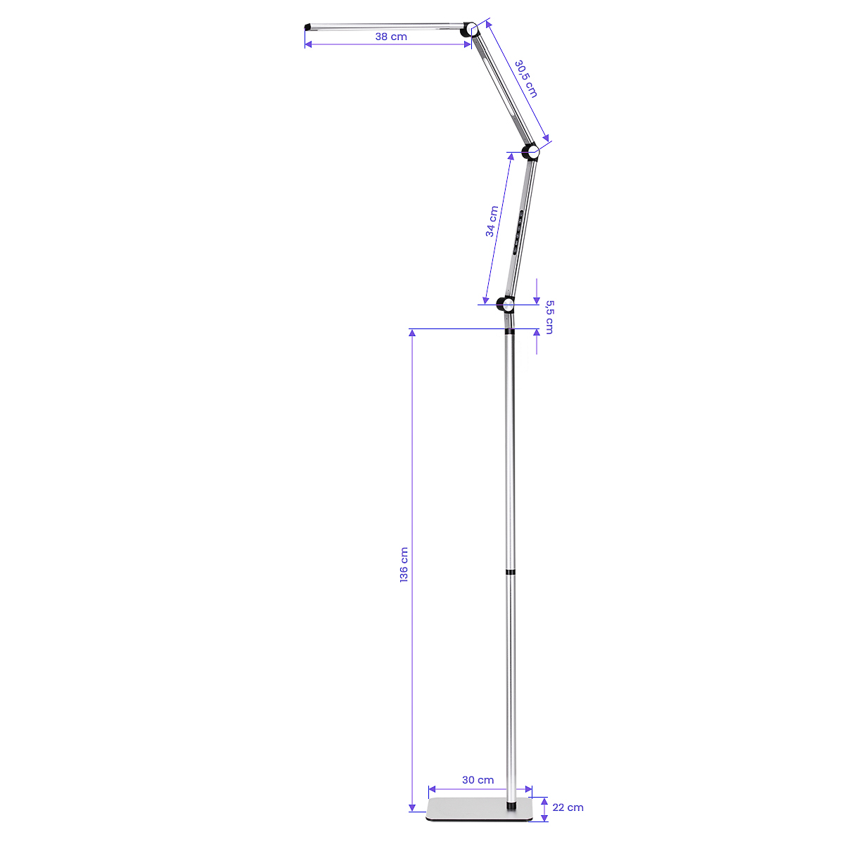Arbetslampa / golvlampa LED Yoga 22W silver