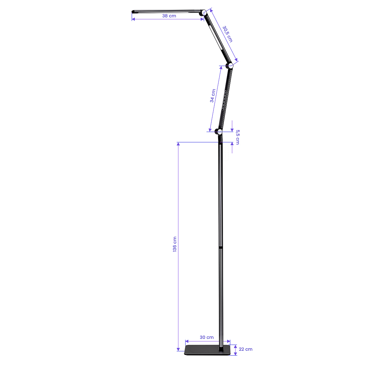 Arbetslampa / golvlampa LED Yoga 22W svart