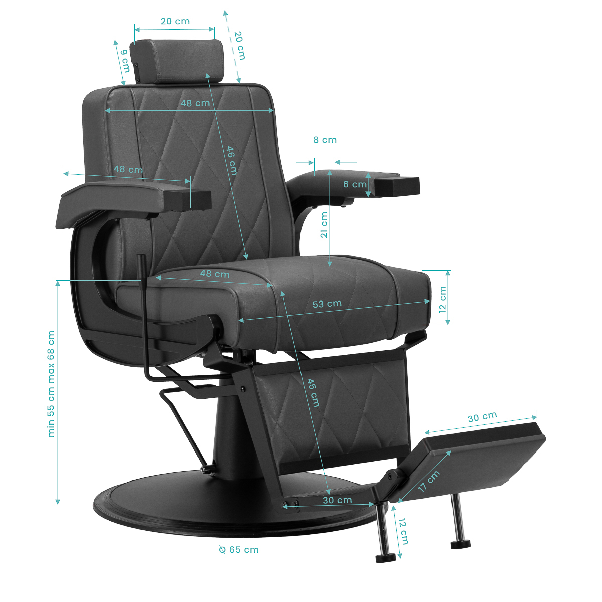 Barberarstol Hair System BM88066B grå