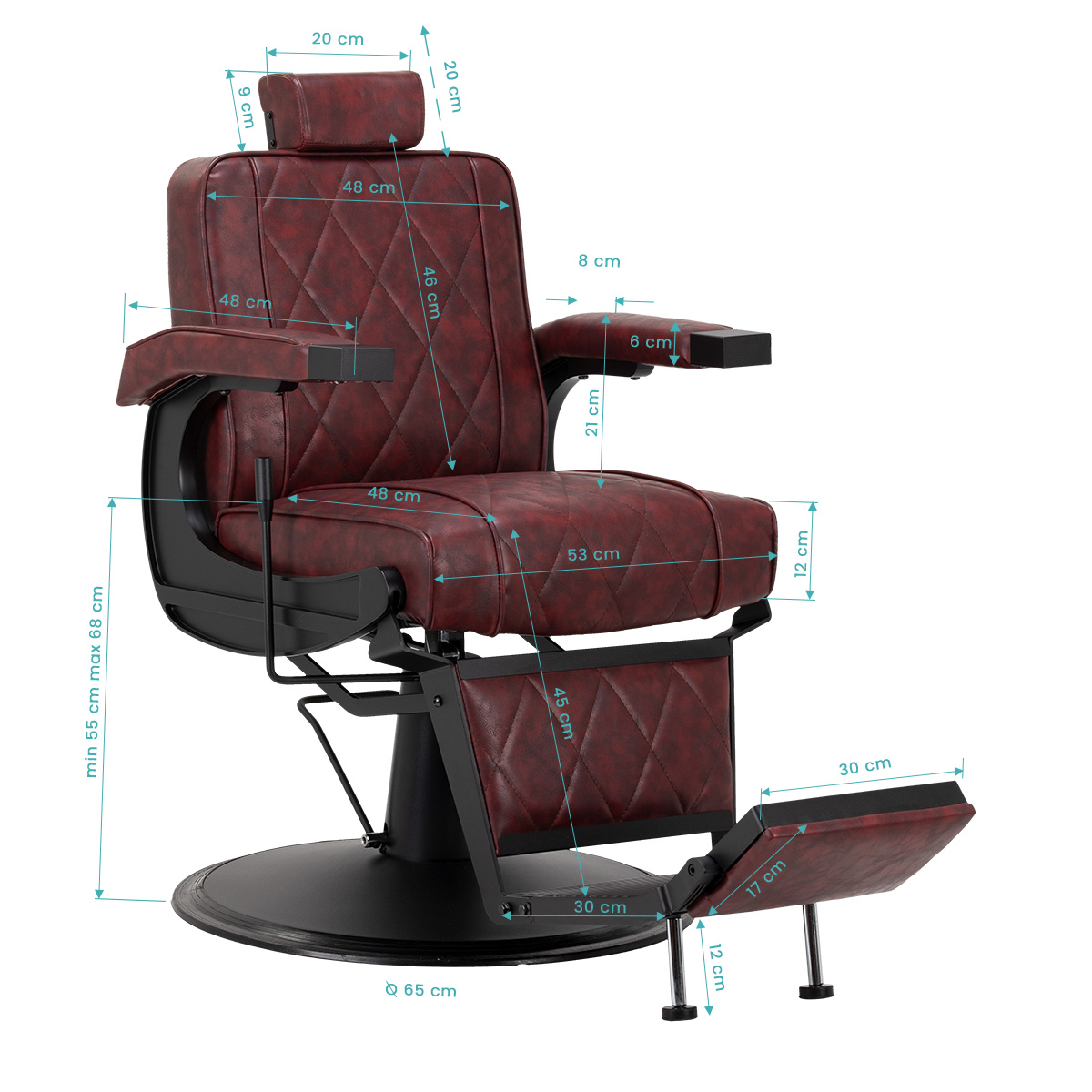 Barberarstol Hair System BM88066B vinröd
