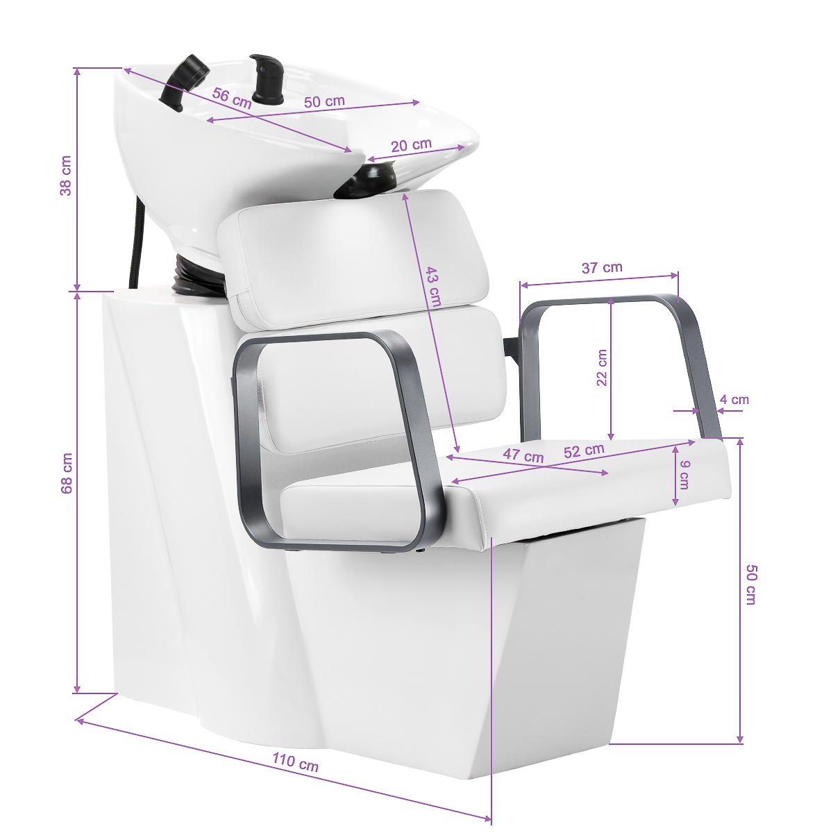 Schamponeringsstol GABBIANO PORTO WHITE vit