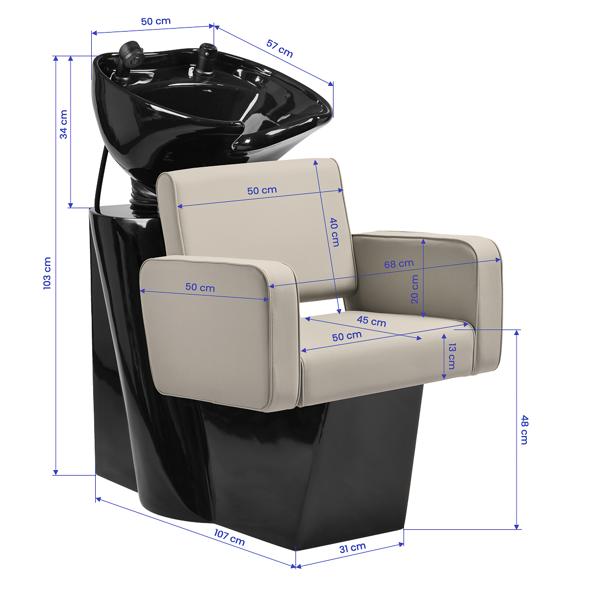 Schamponeringsstol GABBIANO Mataro greige