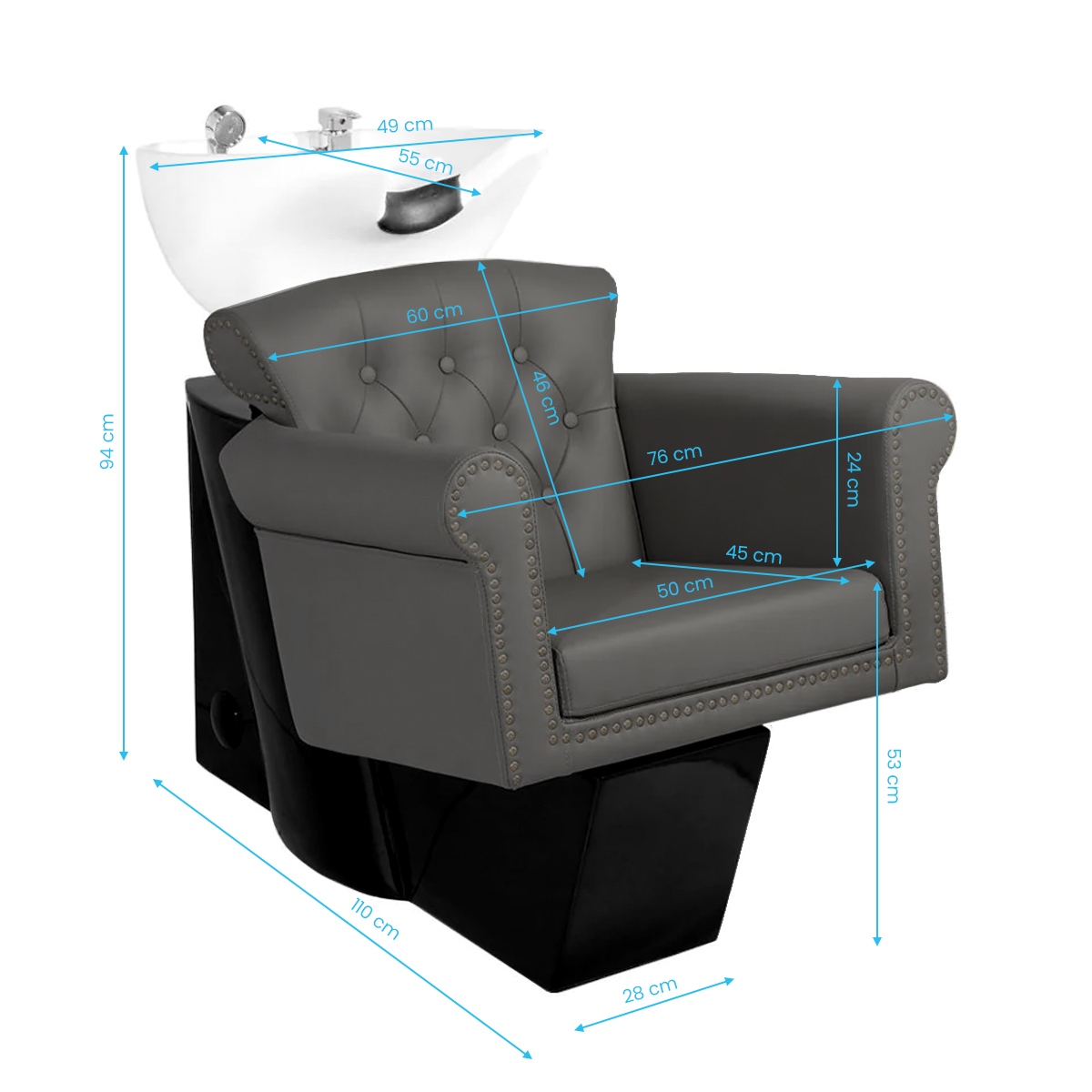 Schamponeringsstol GABBIANO BERLIN grå