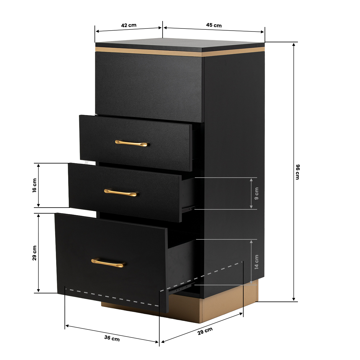 Lådhurts för frisörer 2027G svart / guld