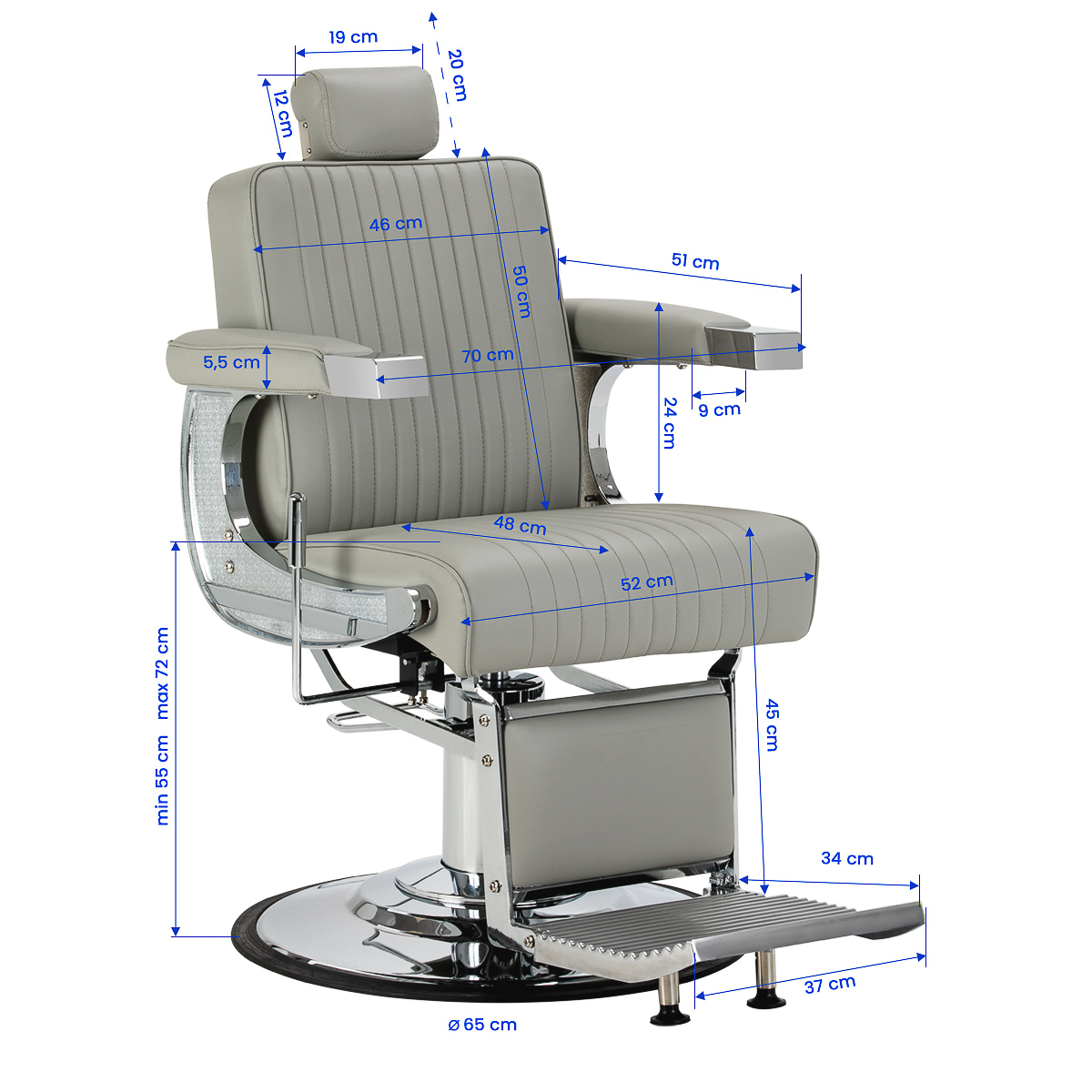 Barberarstol GABBIANO VISIONERIO grå