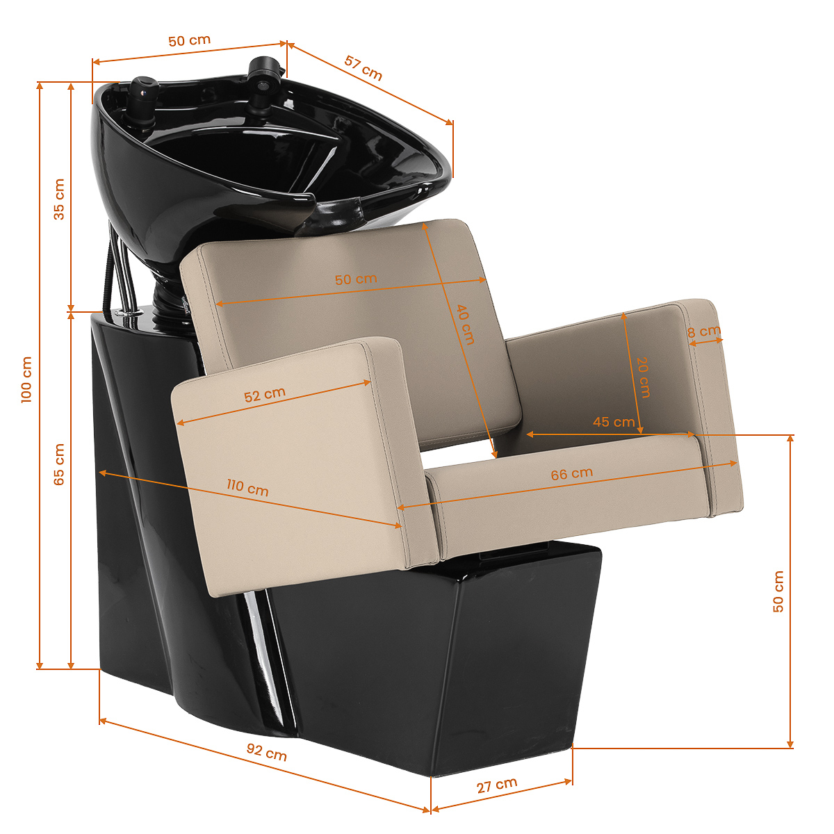 Schamponeringsstol GABBIANO Vitoria gråbeige