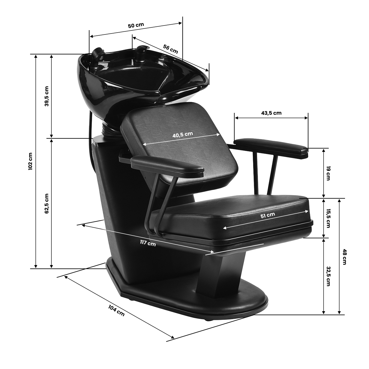 Schamponeringsstol GABBIANO MADRID svartt