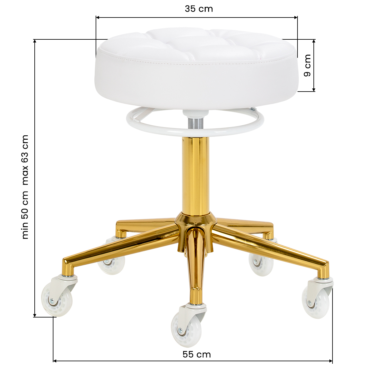 Arbetspall GABBIANO D054G vit / guld