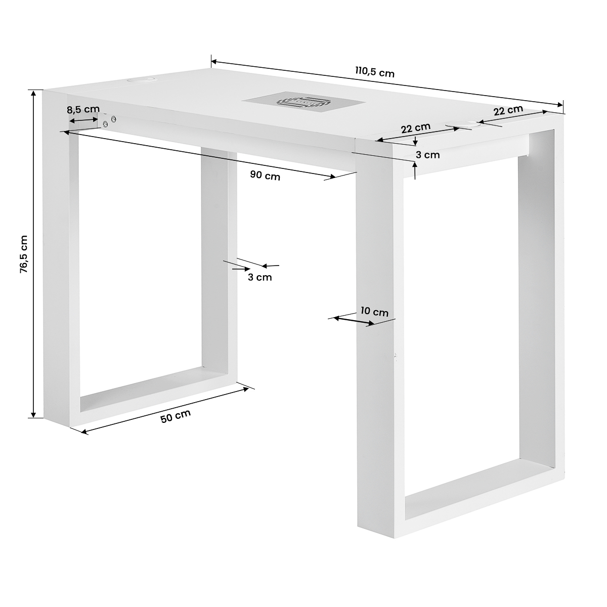 Manikyrbord G031 vit med dammutsug Momo J02 med kassettefilter