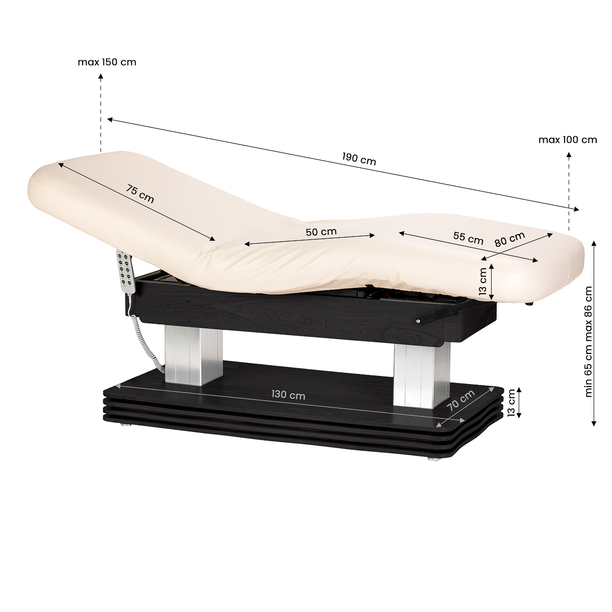 Elektrisk behandlingssäng / massagesäng SPA SILLON COMFORT beige, uppvärmning, 4-motor