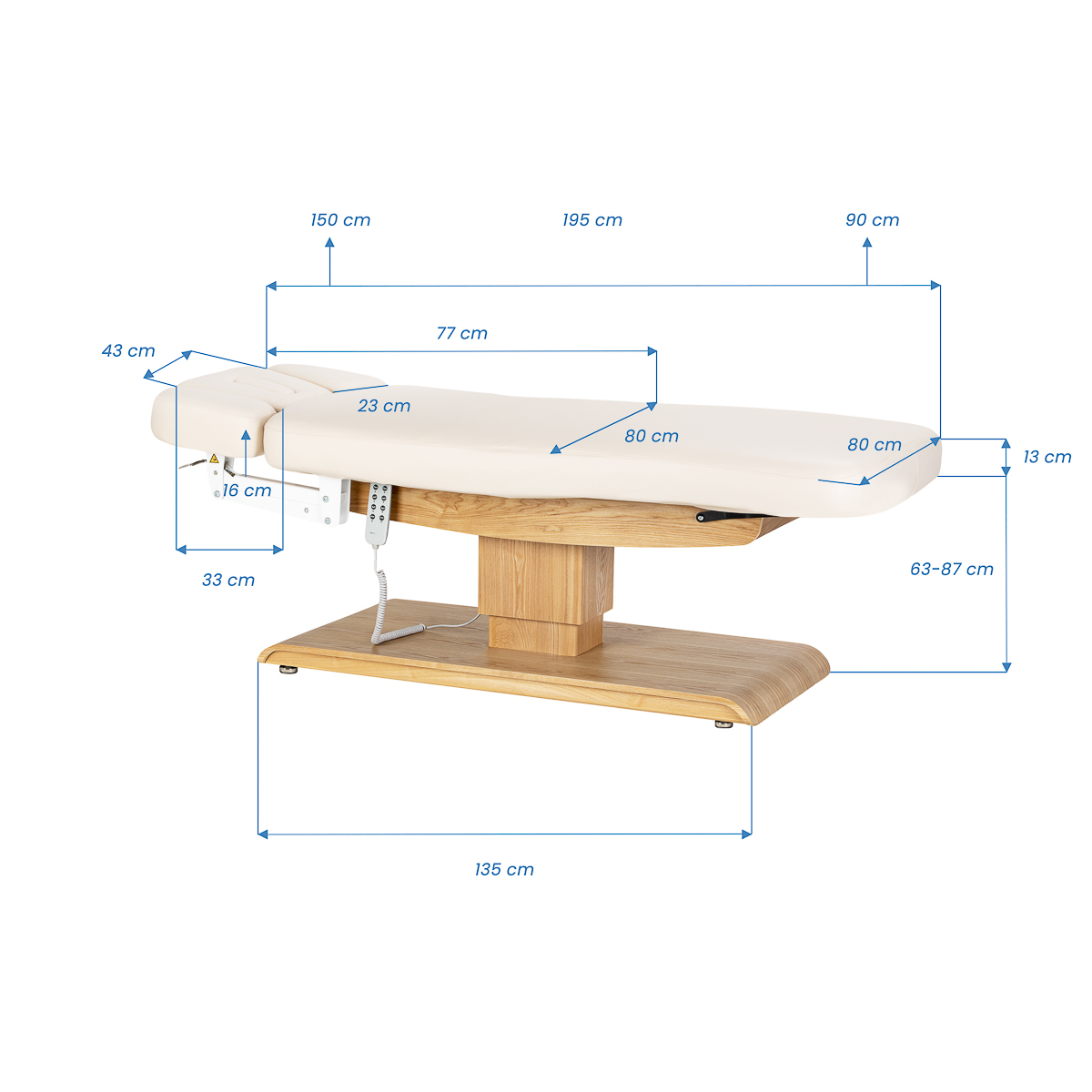 Elektrisk behandlingssäng / massagesäng SPA SILLON RELAX beige / ljust trä, 3-motor