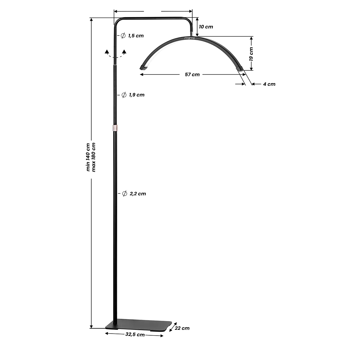 Arbetslampa / behandlingslampa MOMO MOON MX6 svart