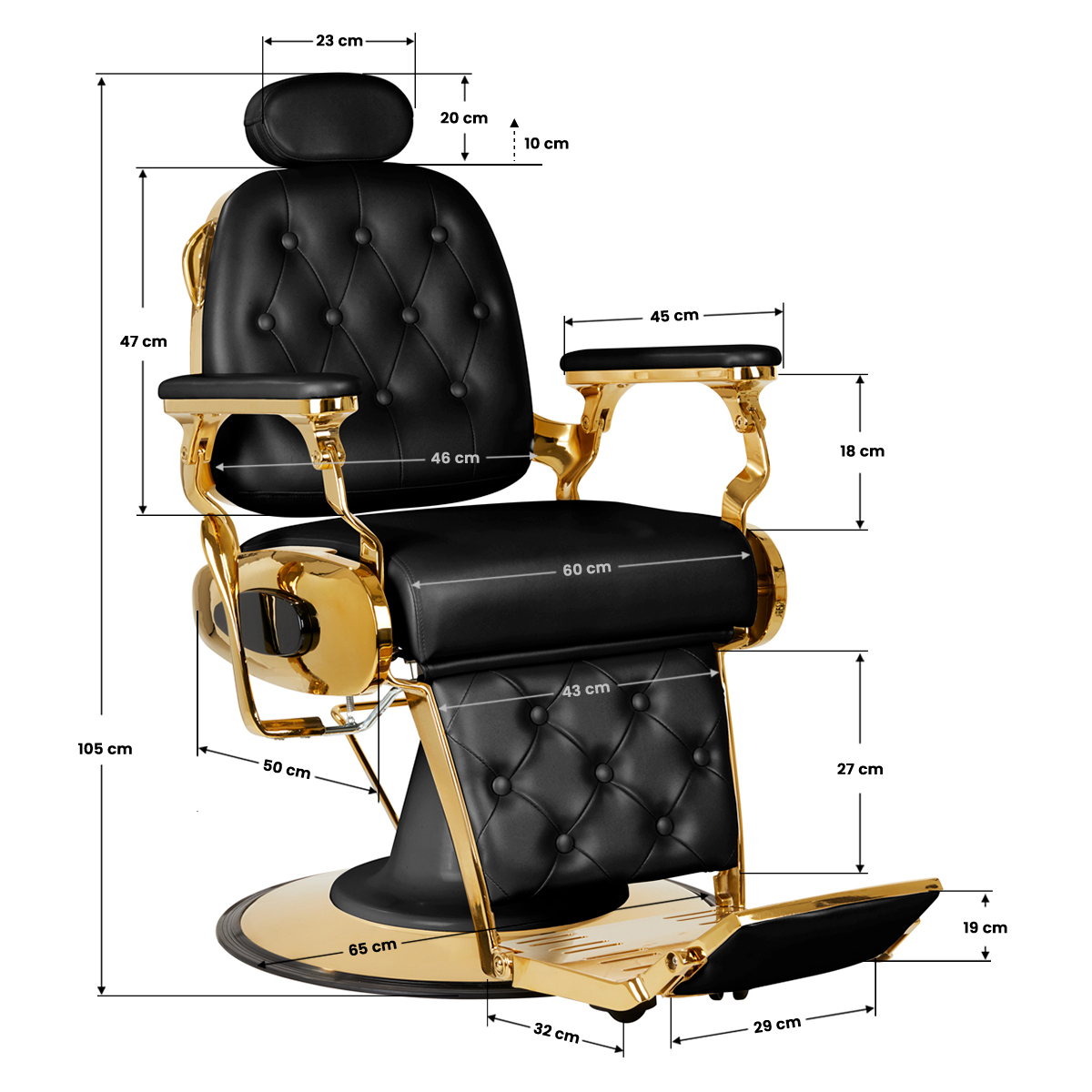 Barberarstol GABBIANO FRANCESCO GOLD svart