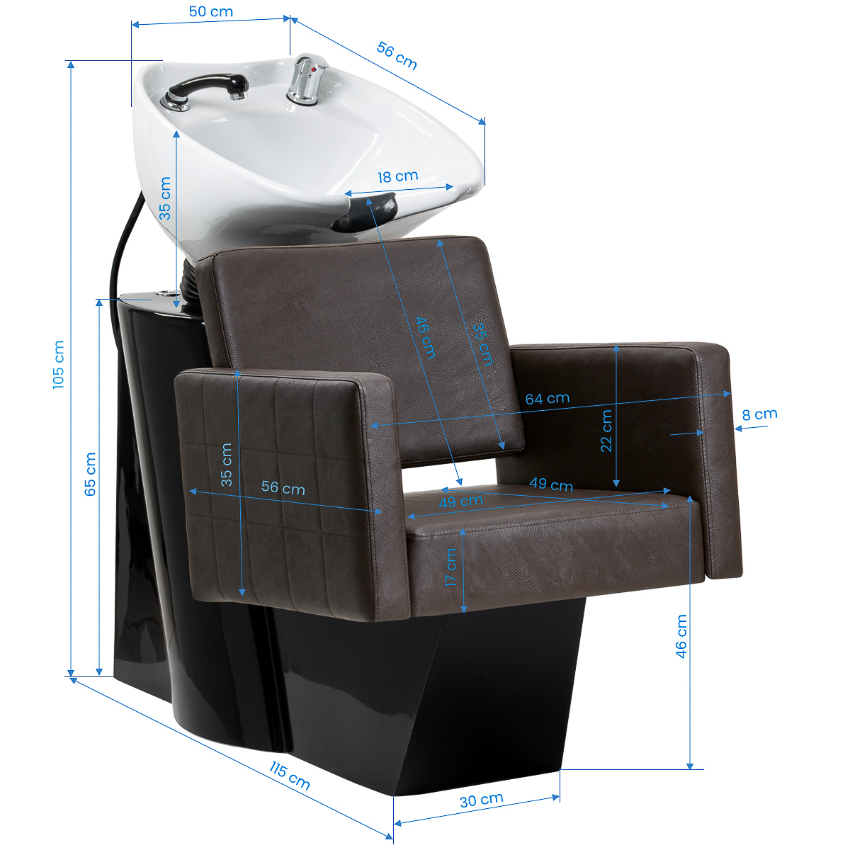 Schamponeringsstol GABBIANO ANKARA brun