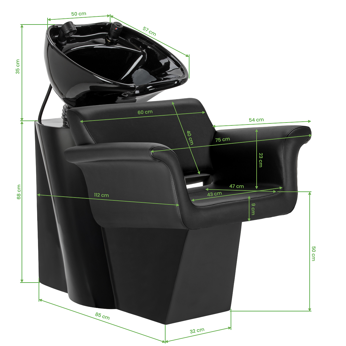 Schamponeringsstol GABBIANO LUCCA svart