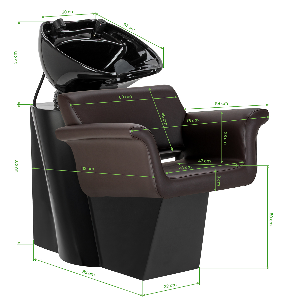 Schamponeringsstol GABBIANO LUCCA brun