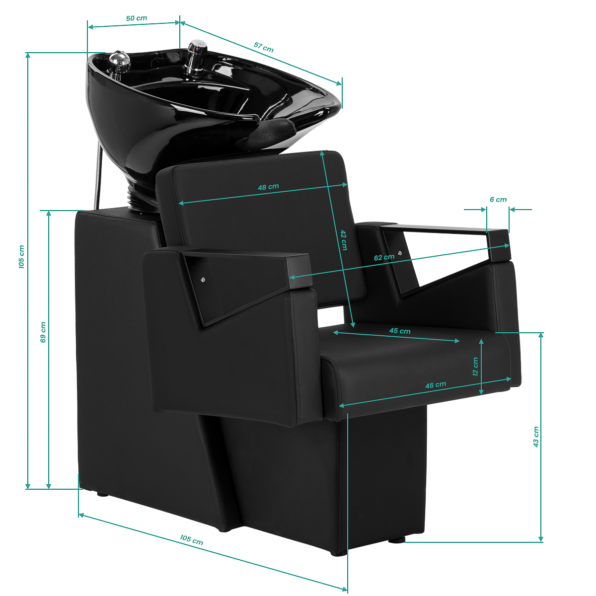 Schamponeringsstol Hair System Duplex Noir