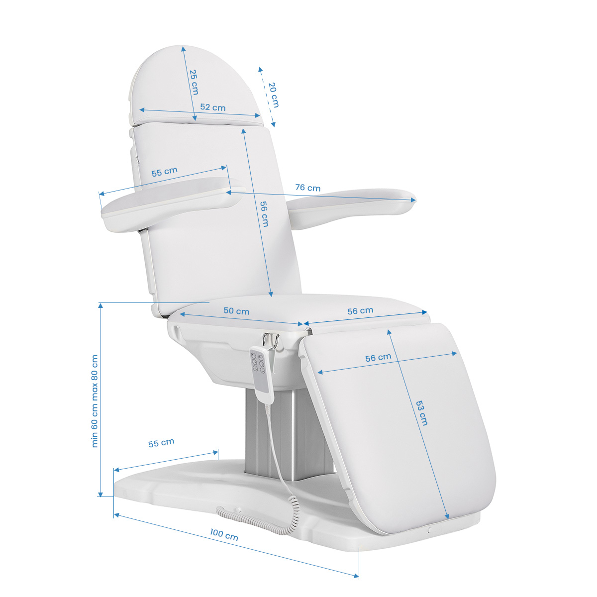 Elektrisk behandlingssäng SILLON ECLIPSE vit 3-motor