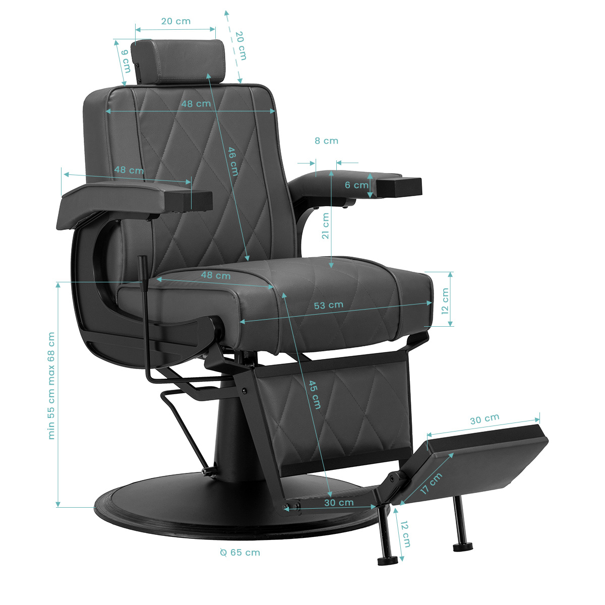 Barberarstol Hair System BM88066B grå