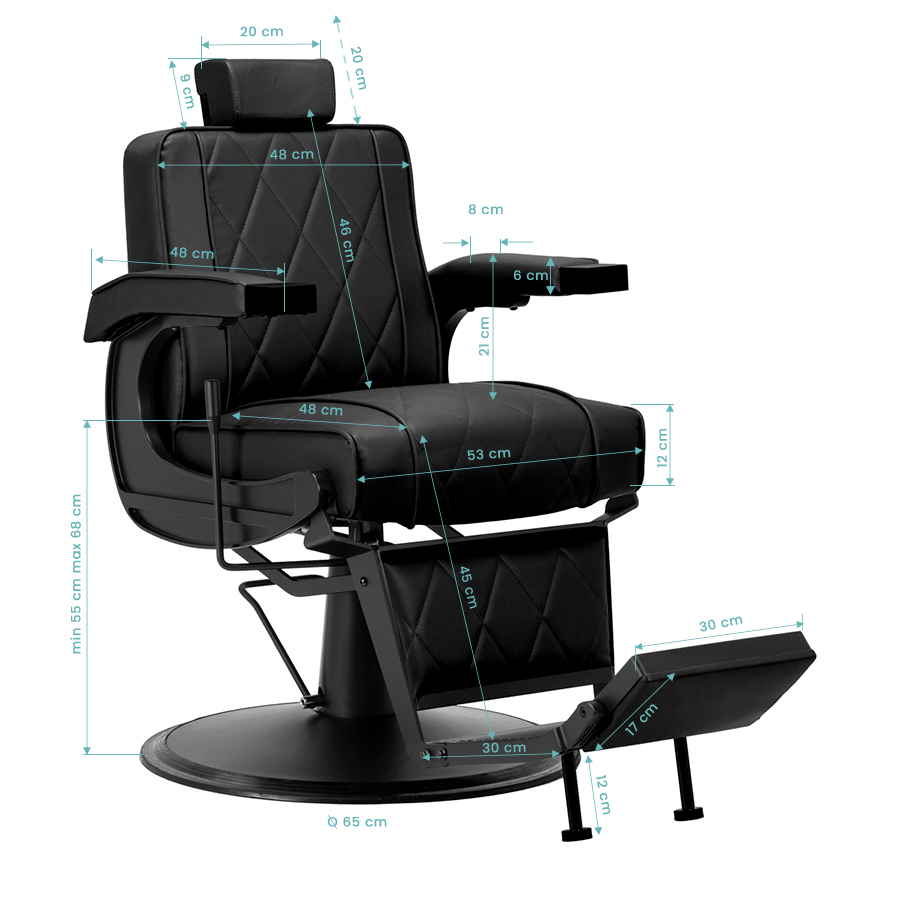 Barberarstol Hair System BM88066B svart