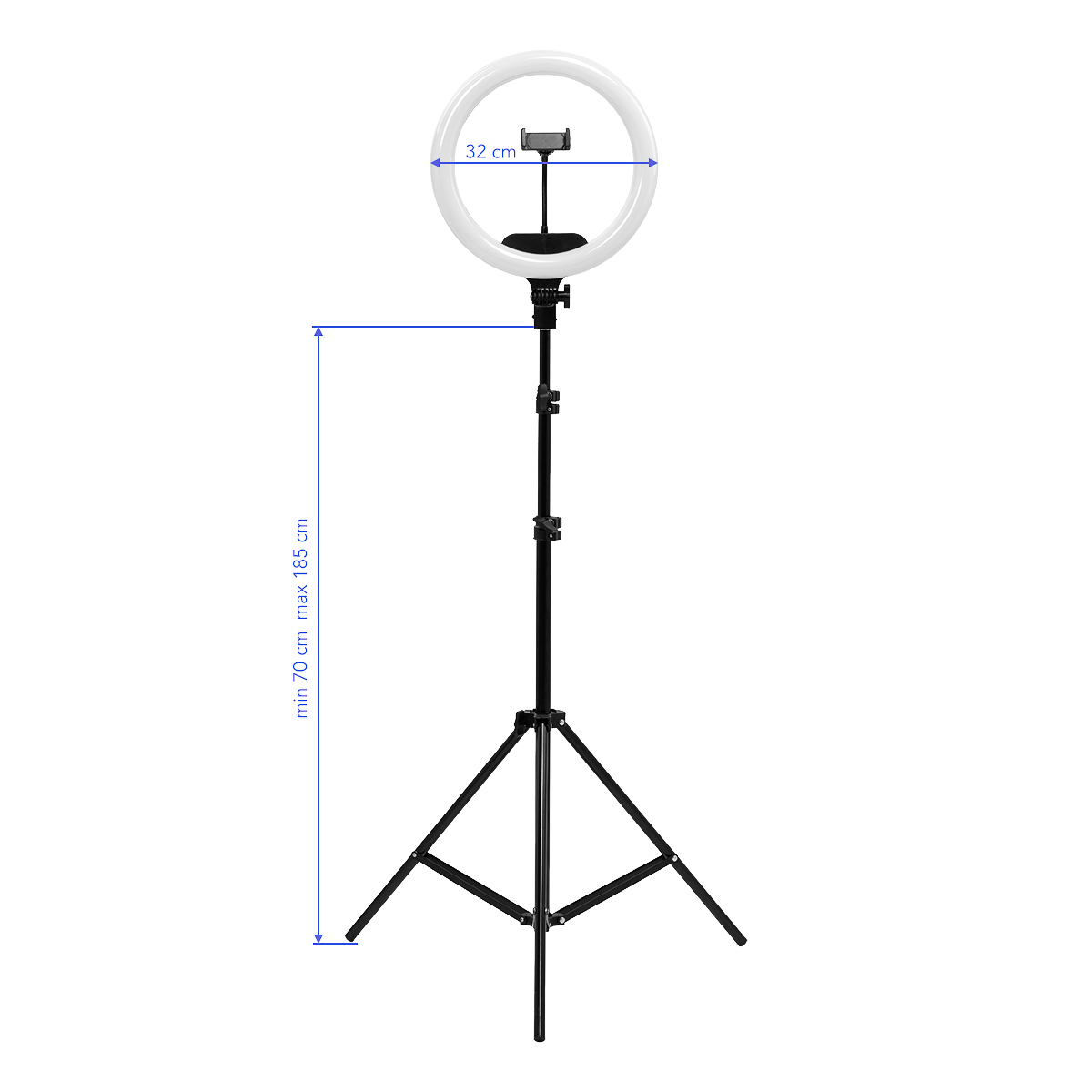 Ringlampa / arbetslampa 13 tum LED svart med stativ