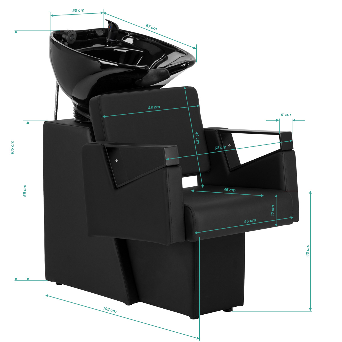 Schamponeringsstol Hair System Duplex Noir